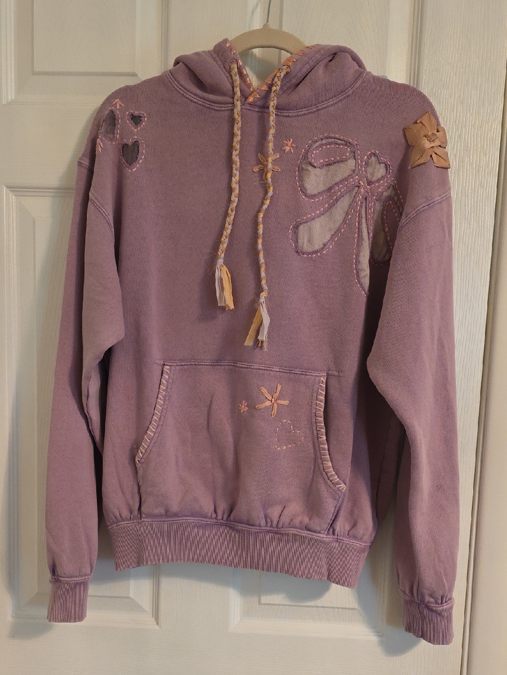 Free People Love Letters Lavender Embroidered Hoodie Size Xs
